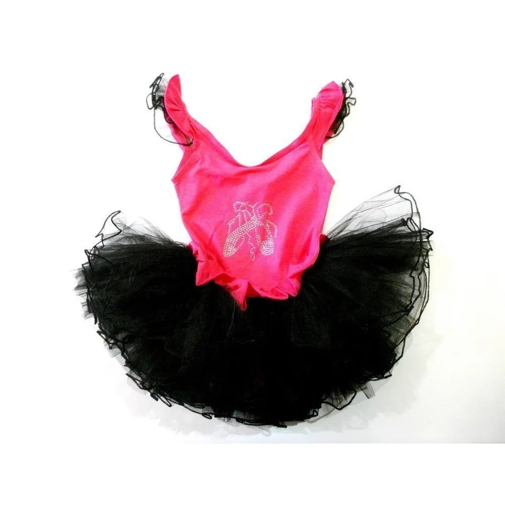 Hot Pink Ballet Shoes Black Tutu Ballet Dress Girls S-XL