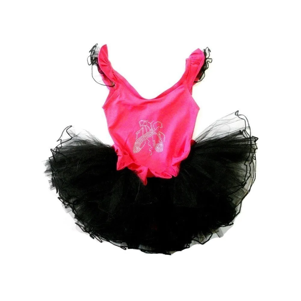 Hot Pink Ballet Shoes Black Tutu Ballet Dress Girls S-XL