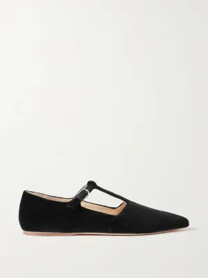 Lola Ballerina organic cotton-velvet Mary Jane point-toe flats