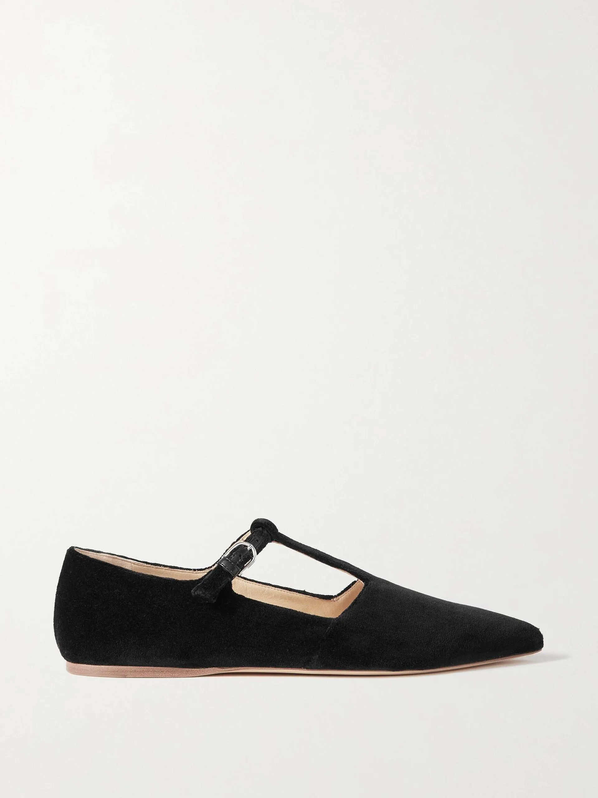 Lola Ballerina organic cotton-velvet Mary Jane point-toe flats
