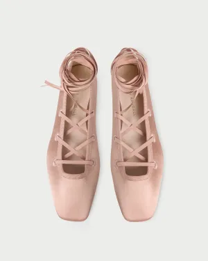 Louisa Blush Lace-Up Ballet Flat