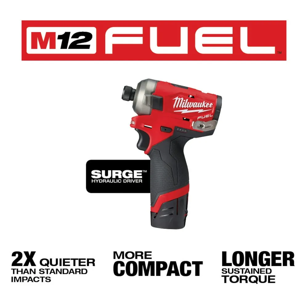 Milwaukee 2551-22 M12 FUEL SURGE 1/4" Hex Hydraulic Driver 2 Battery Kit