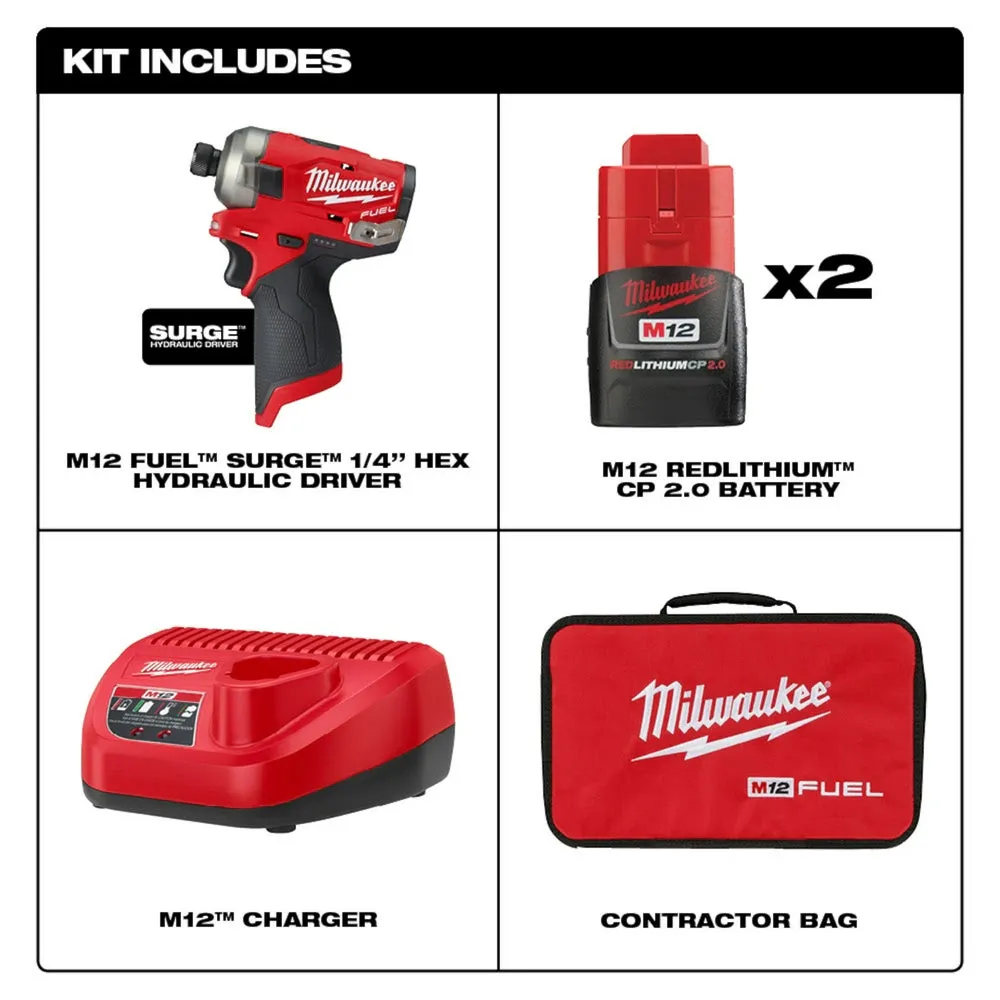 Milwaukee 2551-22 M12 FUEL SURGE 1/4" Hex Hydraulic Driver 2 Battery Kit
