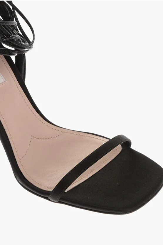 Miu Miu Satin Sandals with Squared Rhinstoned Heel 10cm