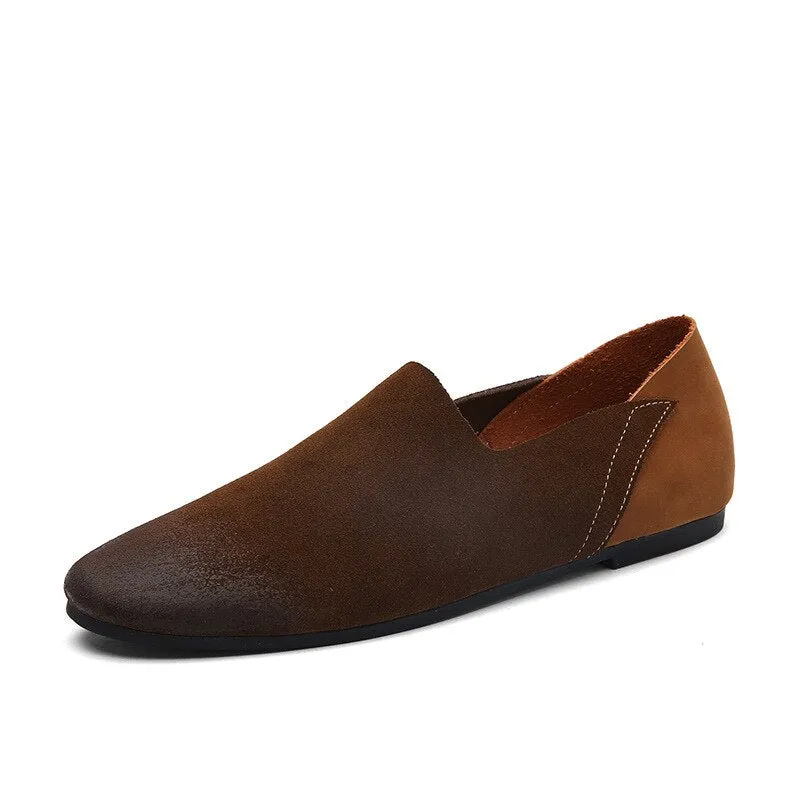 NPEZKGC Comfortable Soft Suede Men Loafers Cow Genuine Leather Fashion Brand Mens Flats Driving Shoes Plus Size 45 46 47