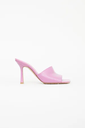 Pink Leather Stretch Mule Heel