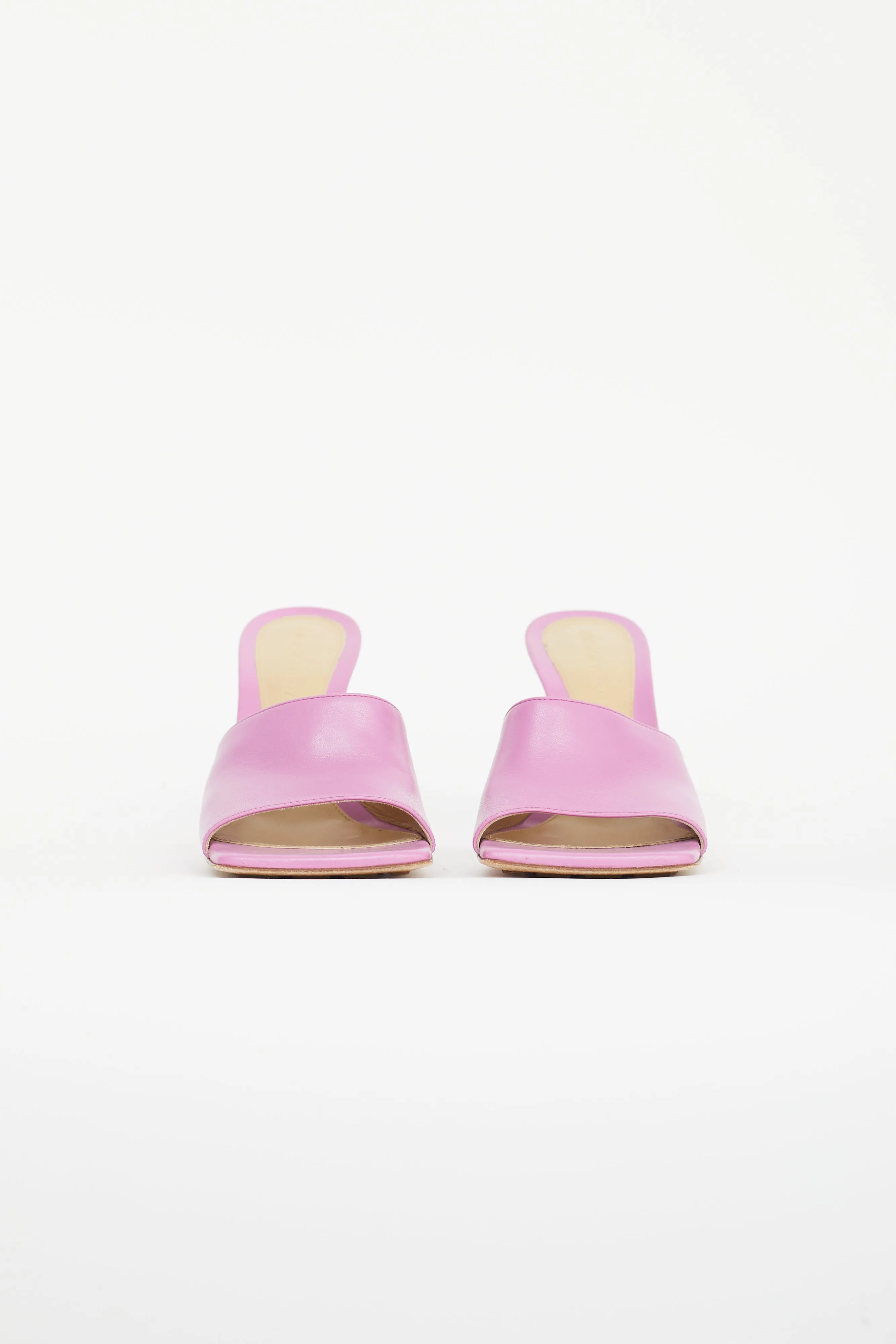 Pink Leather Stretch Mule Heel
