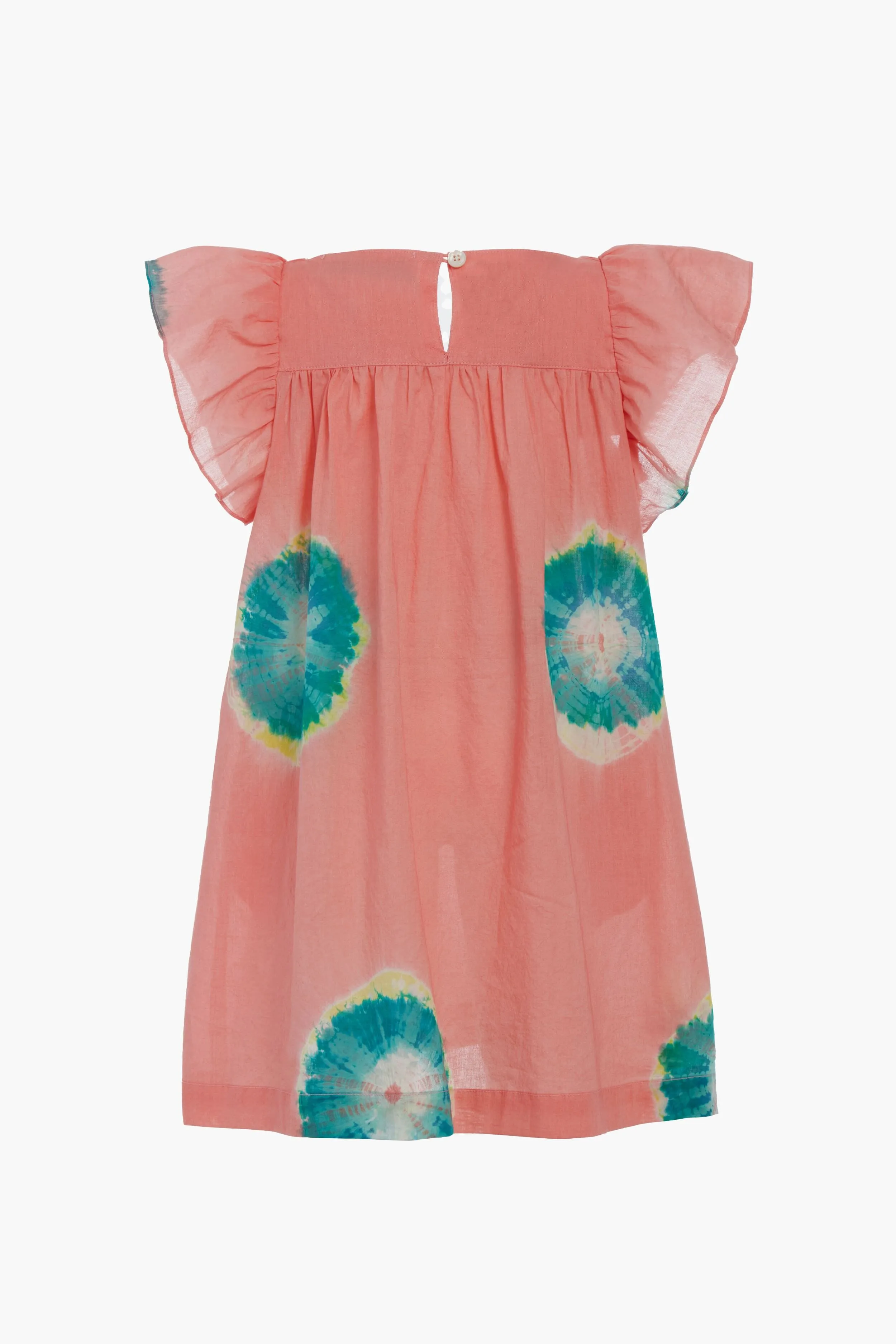 Pink Lourdes Tie Dye Flutter Sleeve Dress