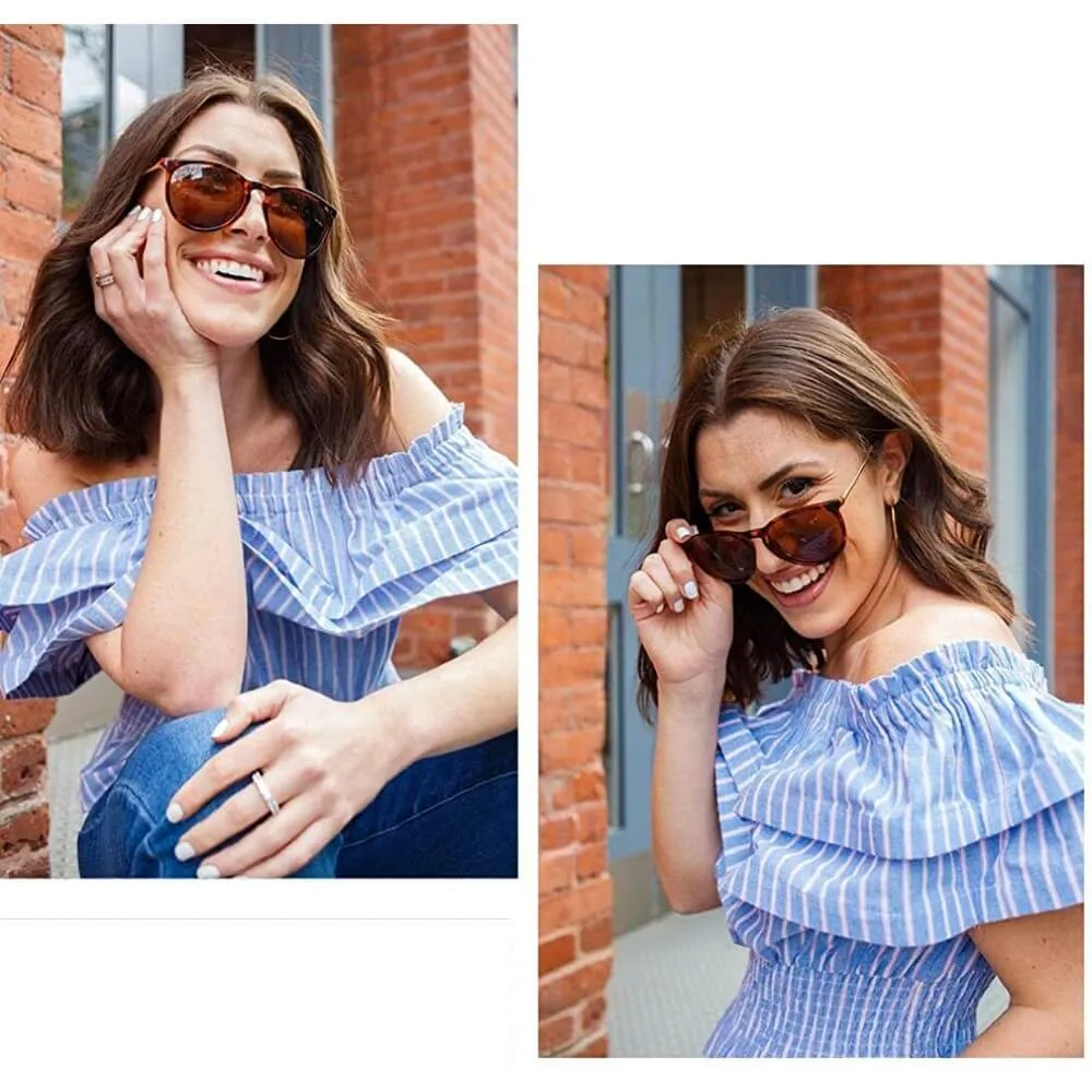 Polarized Sunglasses for Women Retro Oversized Round Frame Driving Sun Glasses 100% UV Blocking