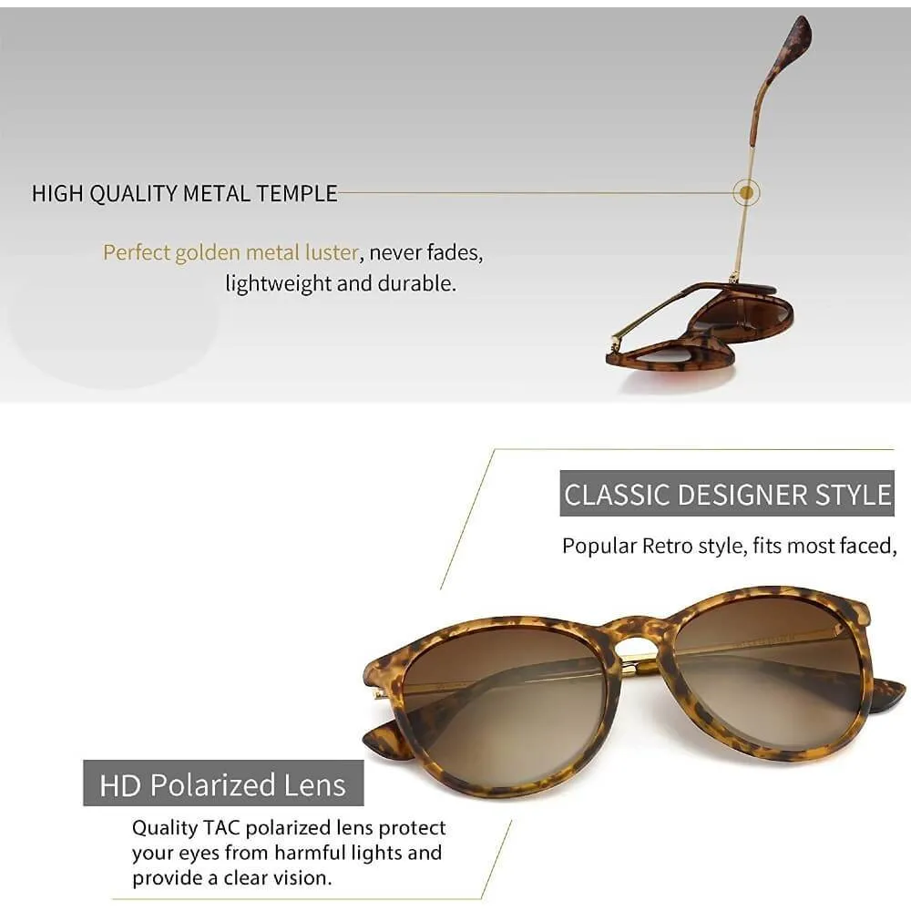 Polarized Sunglasses for Women Retro Oversized Round Frame Driving Sun Glasses 100% UV Blocking