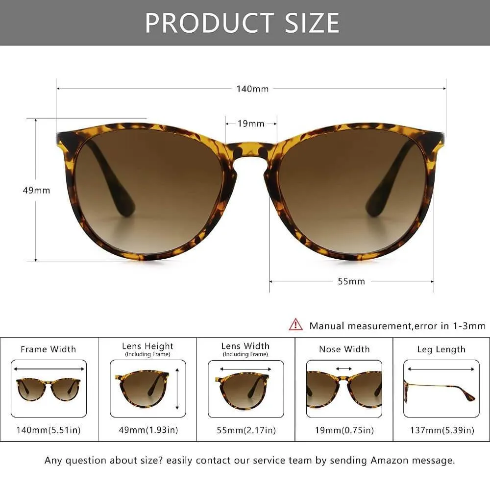 Polarized Sunglasses for Women Retro Oversized Round Frame Driving Sun Glasses 100% UV Blocking