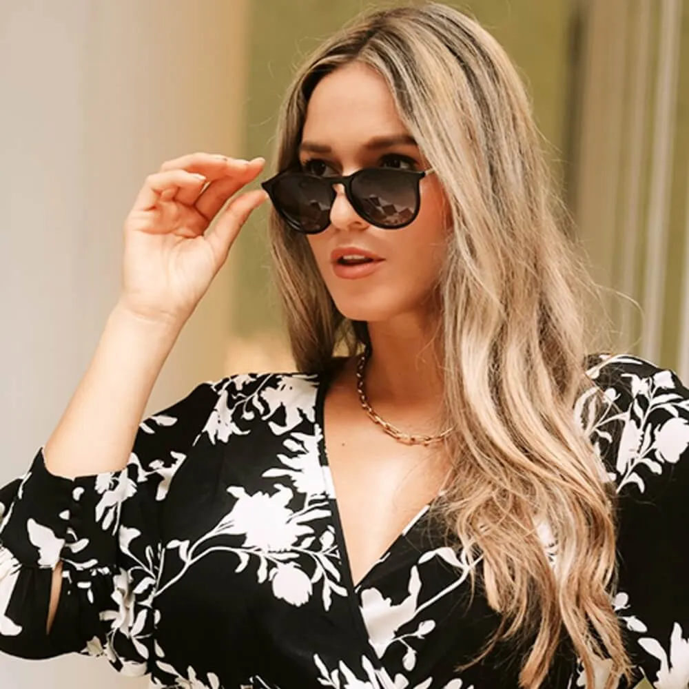 Polarized Sunglasses for Women Retro Oversized Round Frame Driving Sun Glasses 100% UV Blocking