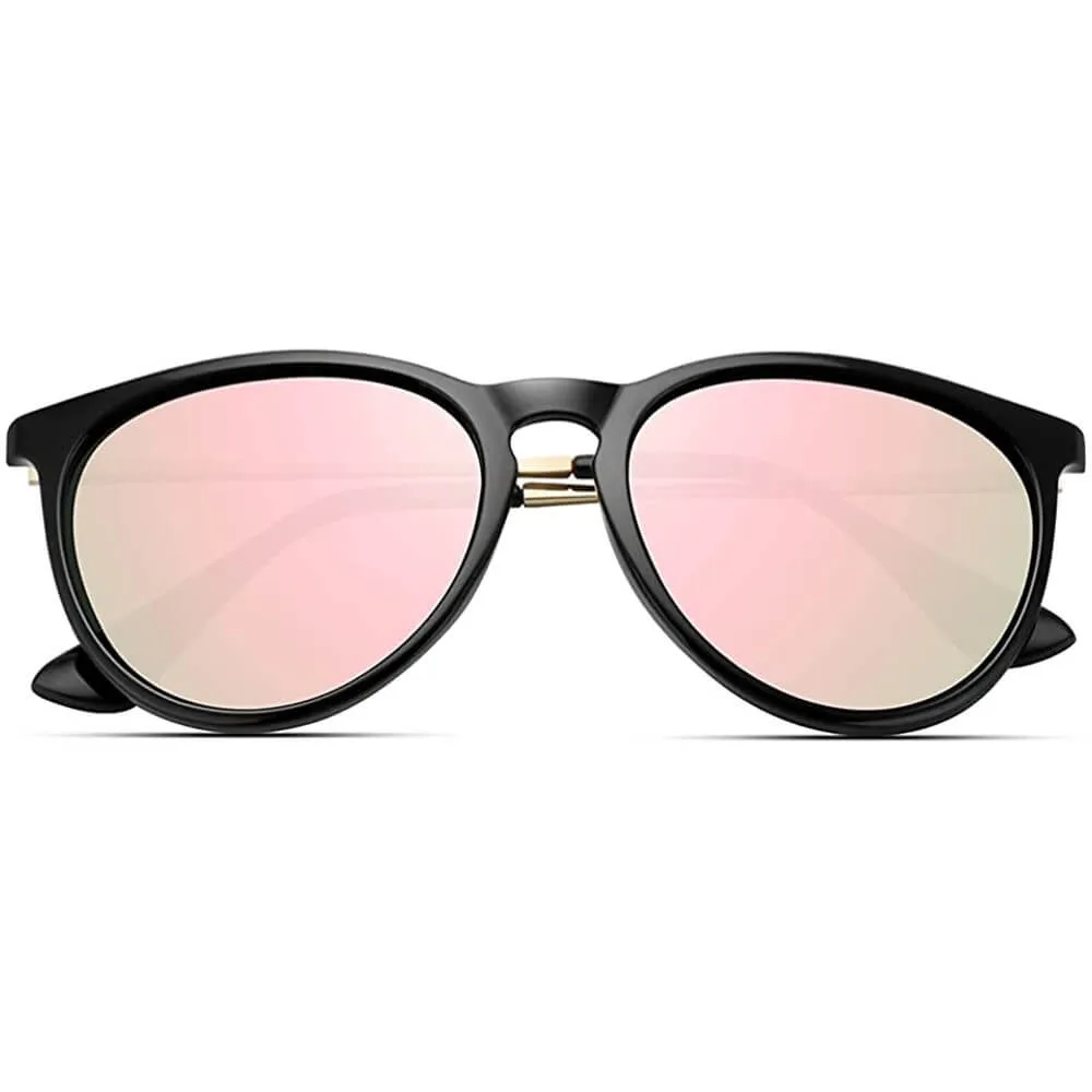 Polarized Sunglasses for Women Retro Oversized Round Frame Driving Sun Glasses 100% UV Blocking