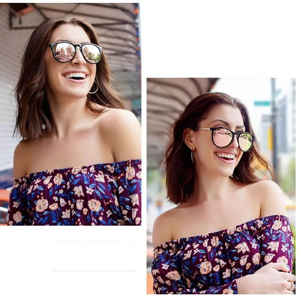 Polarized Sunglasses for Women Retro Oversized Round Frame Driving Sun Glasses 100% UV Blocking