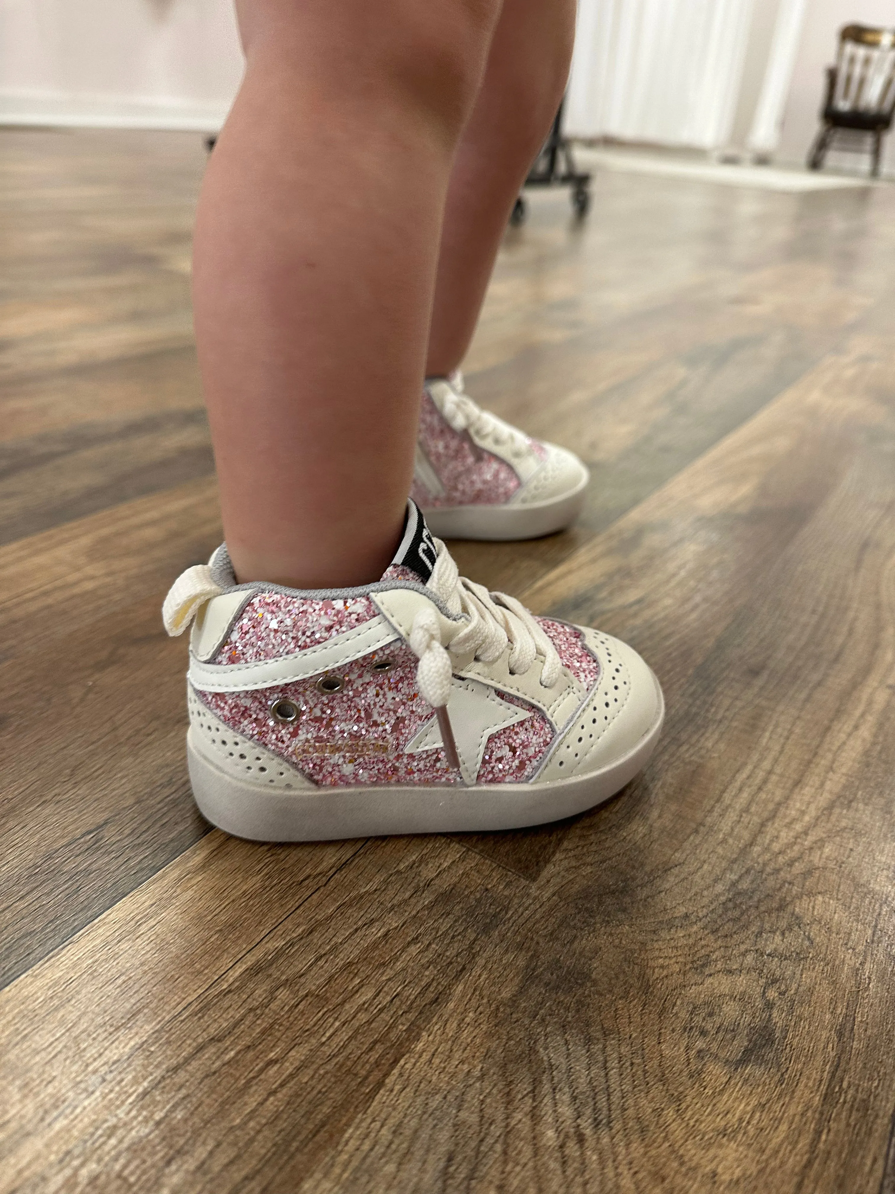 PRE ORDER: Pink glitter Hi Top Star Sneakers