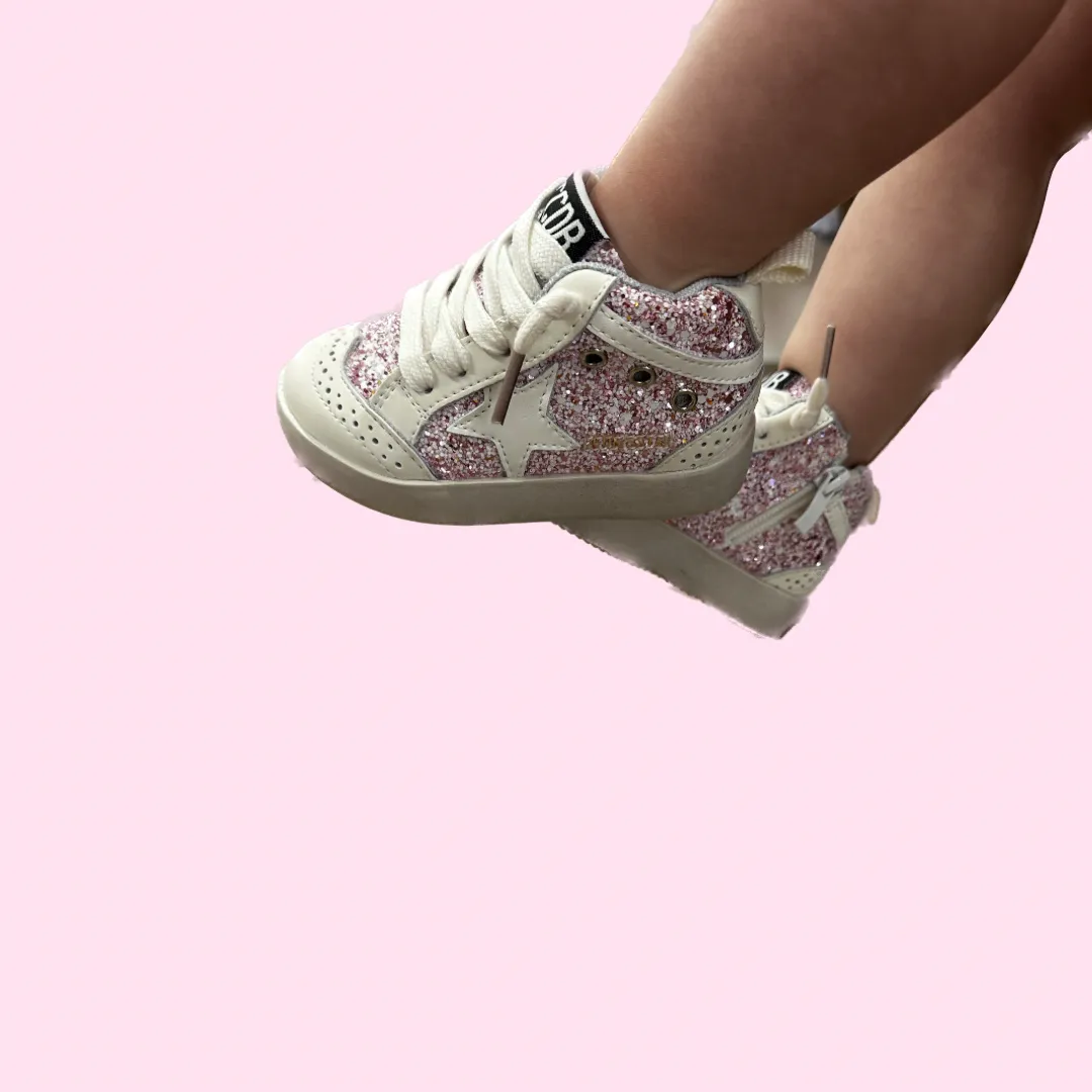 PRE ORDER: Pink glitter Hi Top Star Sneakers