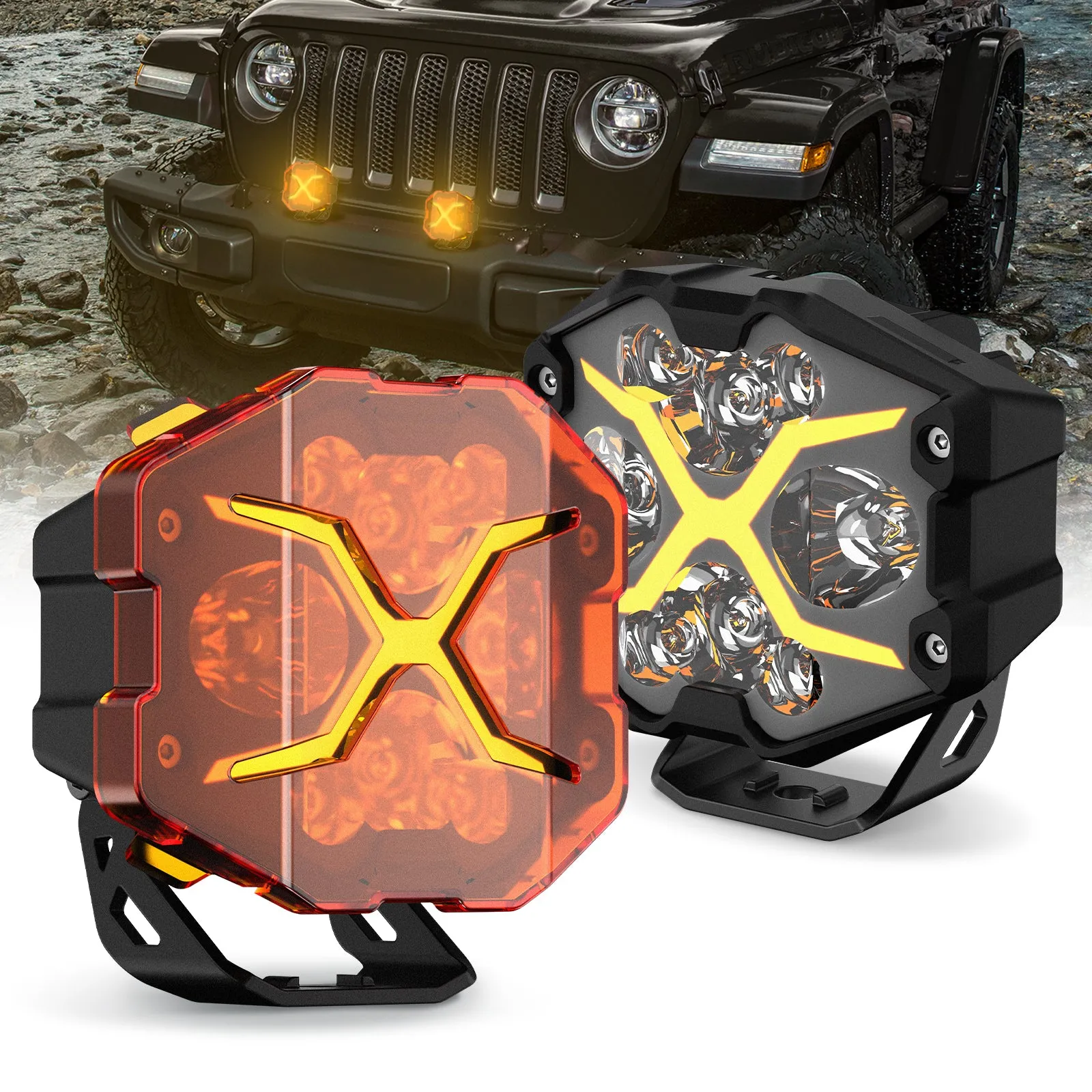 Rock Series |  4-inch Rock X-Line DRL LED Pod Lights Driving Beam