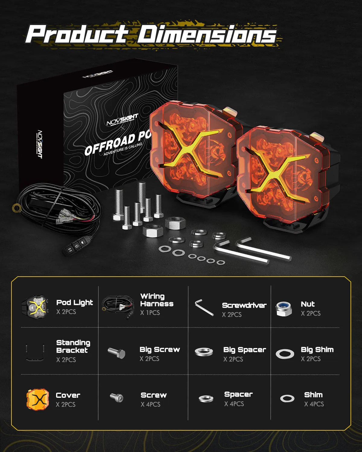 Rock Series |  4-inch Rock X-Line DRL LED Pod Lights Driving Beam