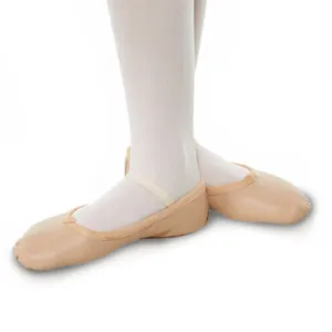 SALE - ELASTICATED PINK LEATHER BALLET SHOES - SIZE 10.5