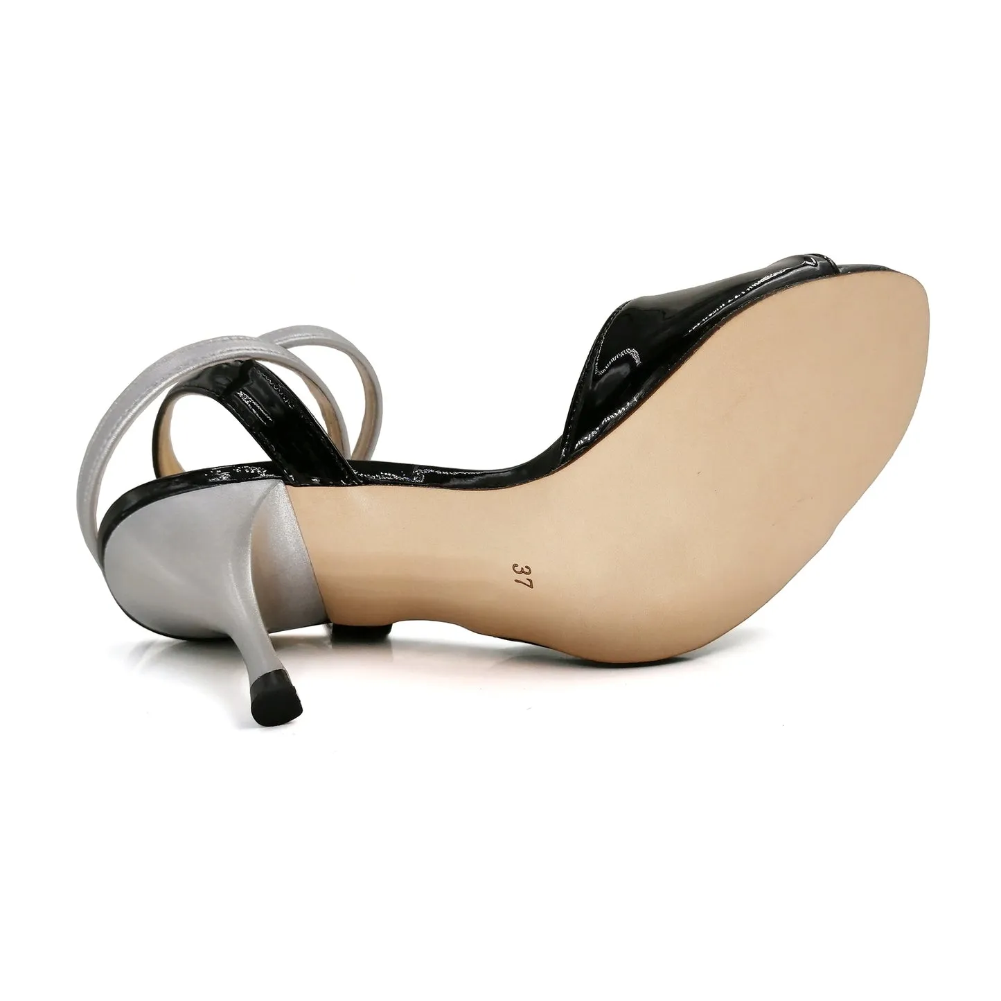 SHJ Women's Black Real Leather 10cm Heels Dance Tango Shoes