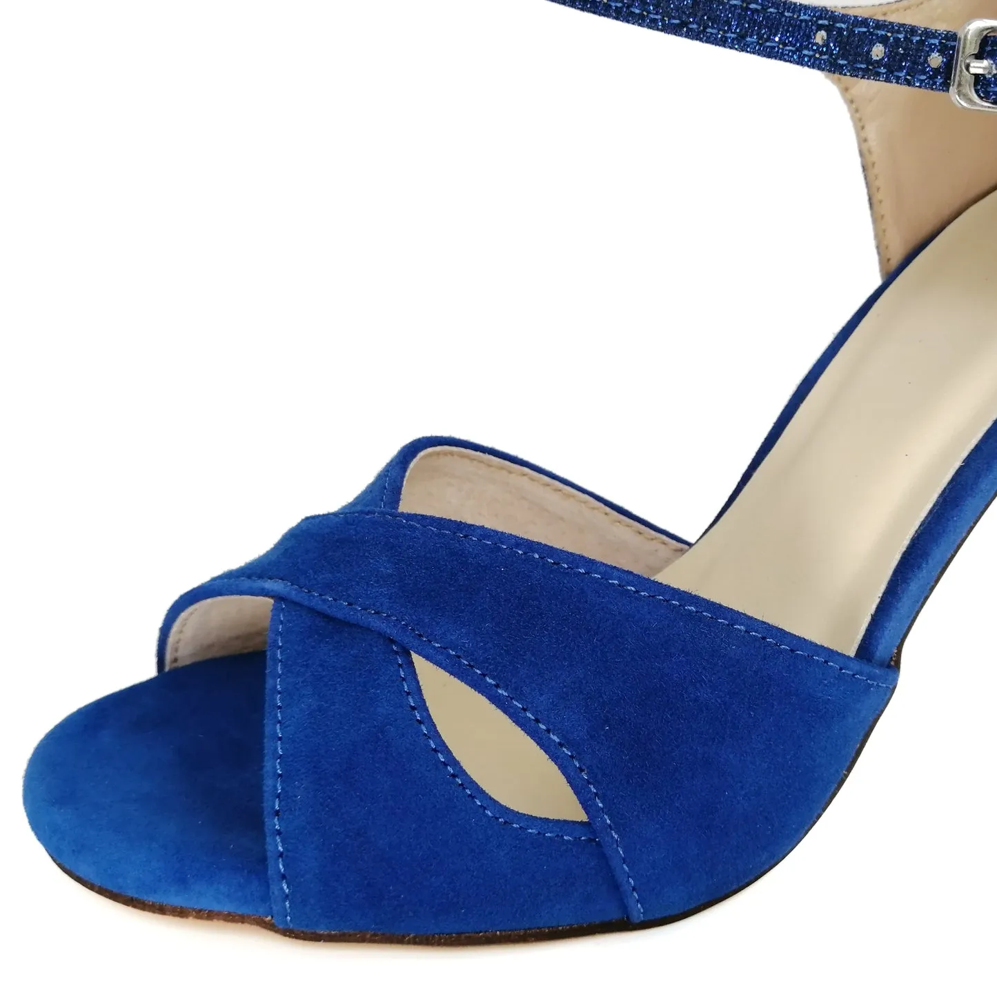 SHJ Women's Blue Suede 9.5cm Heels Dance Tango Shoes