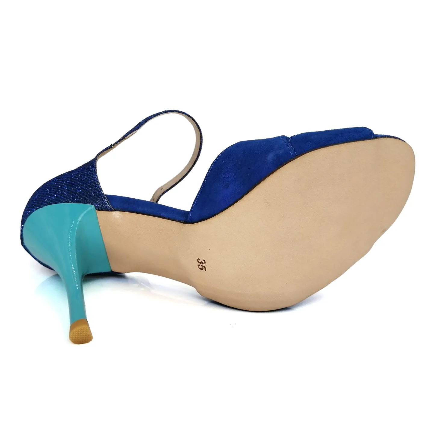 SHJ Women's Blue Suede 9.5cm Heels Dance Tango Shoes