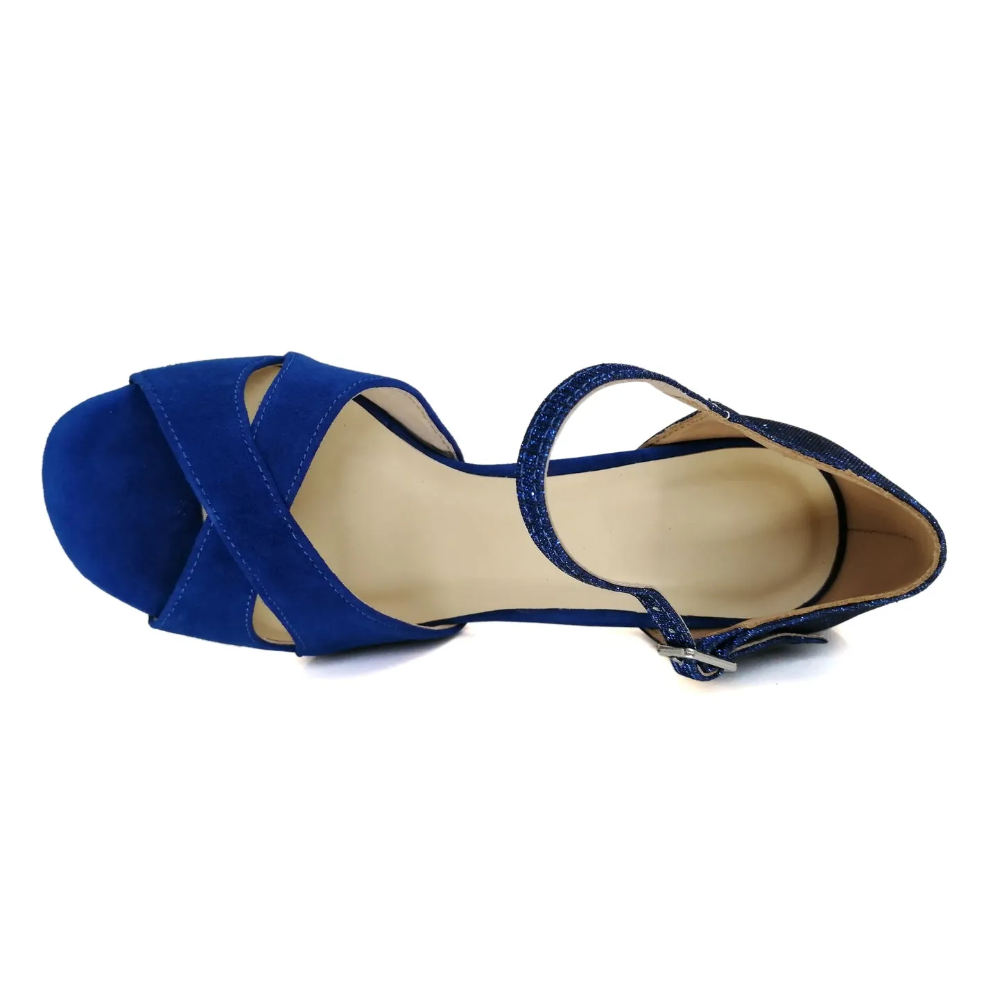 SHJ Women's Blue Suede 9.5cm Heels Dance Tango Shoes
