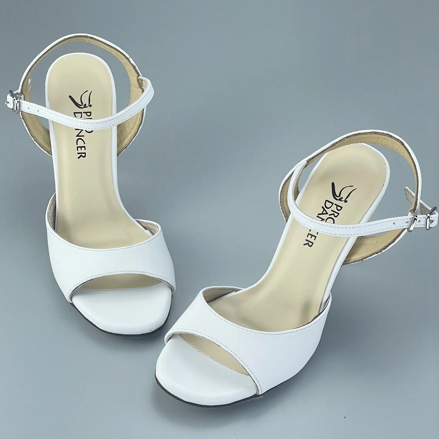 SHJ Women's White Real Leather 10cm Heels Dance Tango Shoes