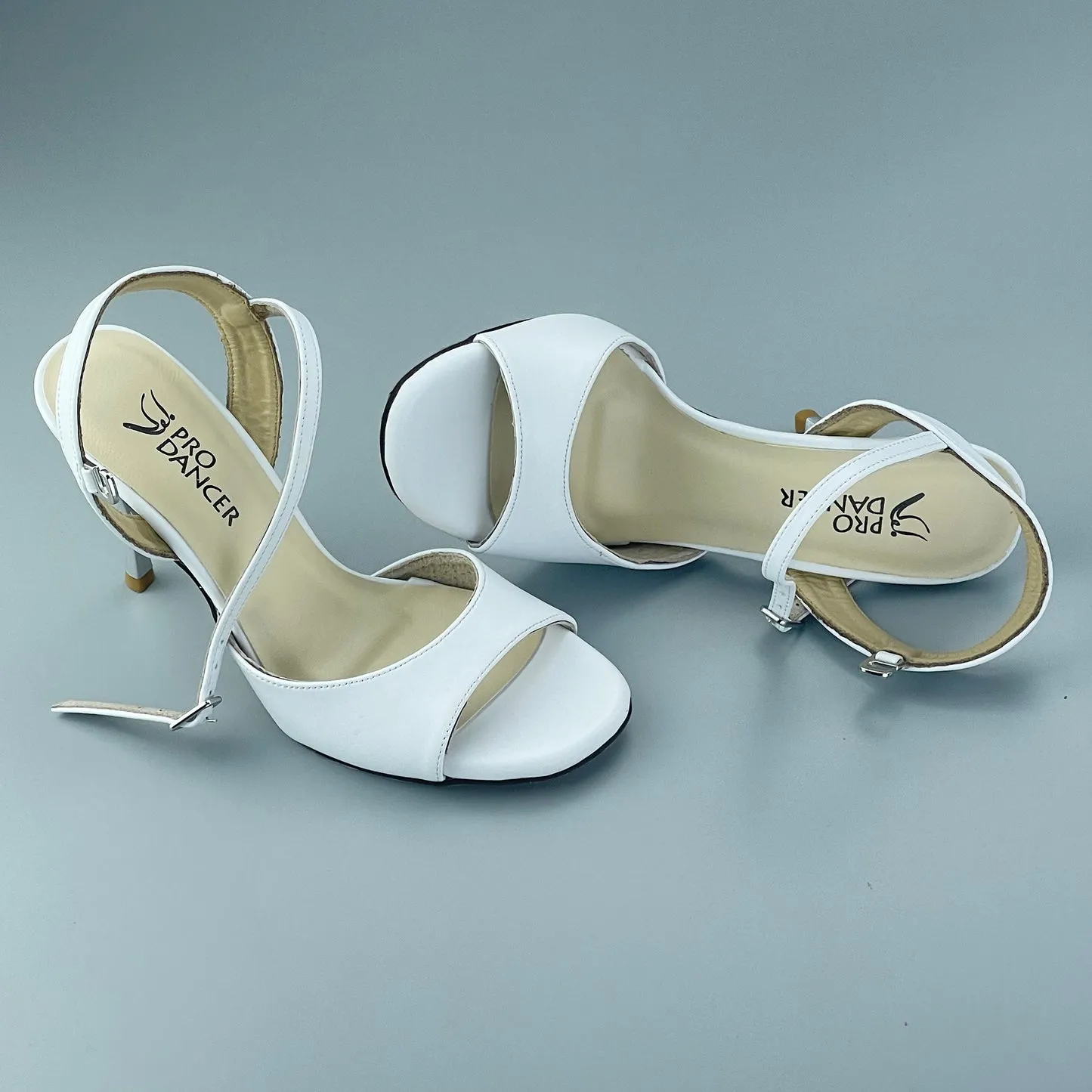 SHJ Women's White Real Leather 10cm Heels Dance Tango Shoes