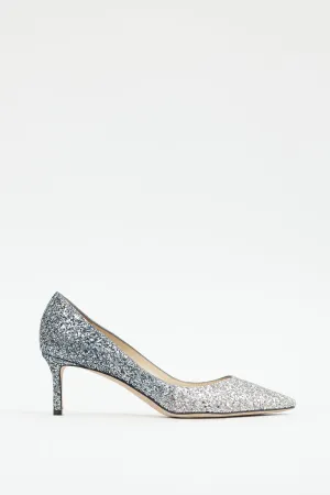Silver & Blue Glitter Gradient Love 65 Pump