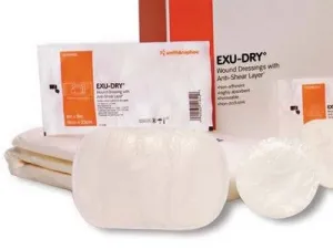 Smith & Nephew 5999024 Exu-Dry Anti-Sheer Absorbent Wound Dressing, Non-Occlusive, Full Absorbency, Non-Adherent Size 38cm x 61cm