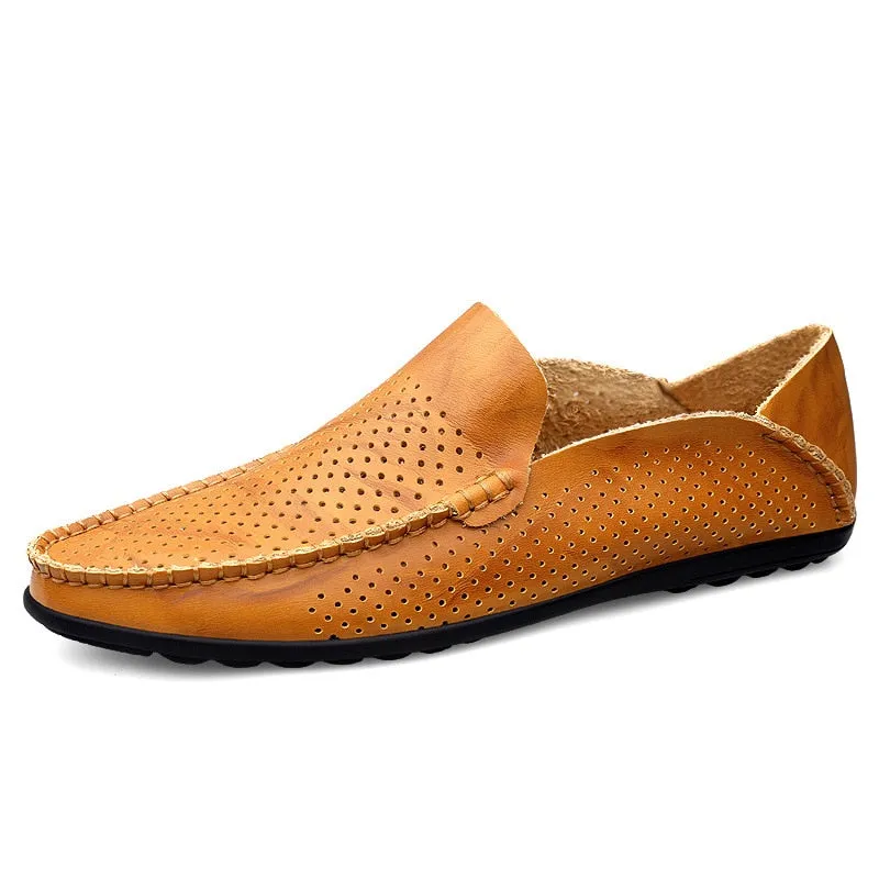 Spring Men Shoes Casual Breathable Soft Mens Loafers Light Genuine Leather Shoes Flats Fashion Driving Shoes Zapatillas Hombre