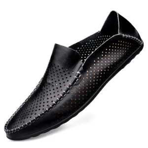 Spring Men Shoes Casual Breathable Soft Mens Loafers Light Genuine Leather Shoes Flats Fashion Driving Shoes Zapatillas Hombre