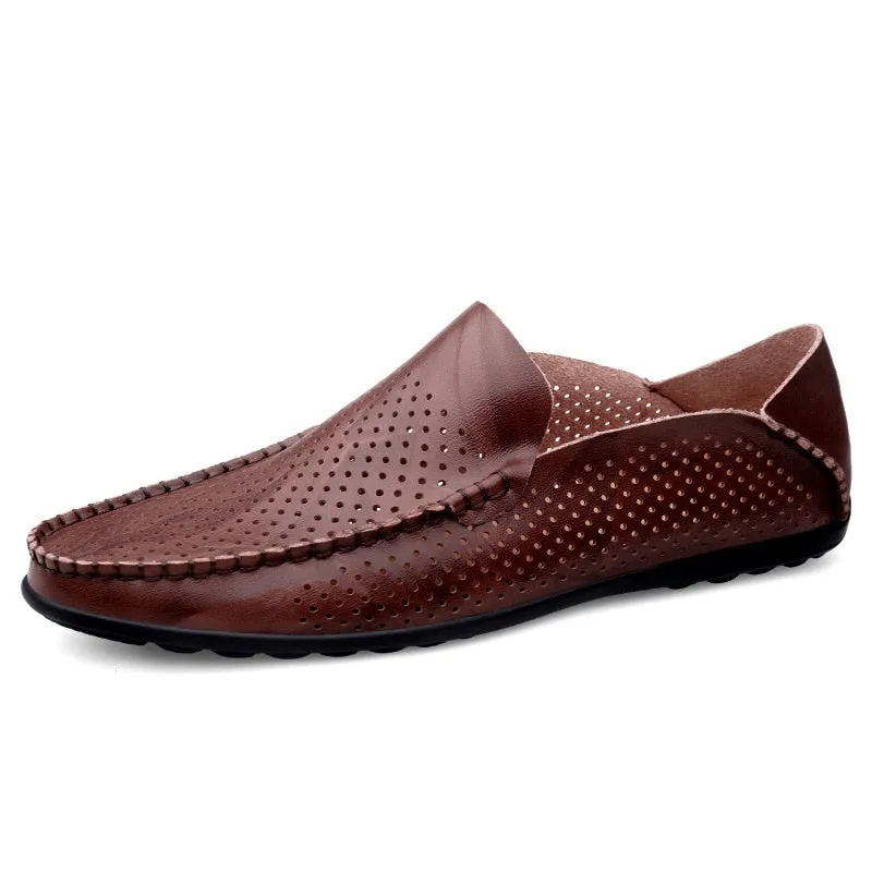 Spring Men Shoes Casual Breathable Soft Mens Loafers Light Genuine Leather Shoes Flats Fashion Driving Shoes Zapatillas Hombre
