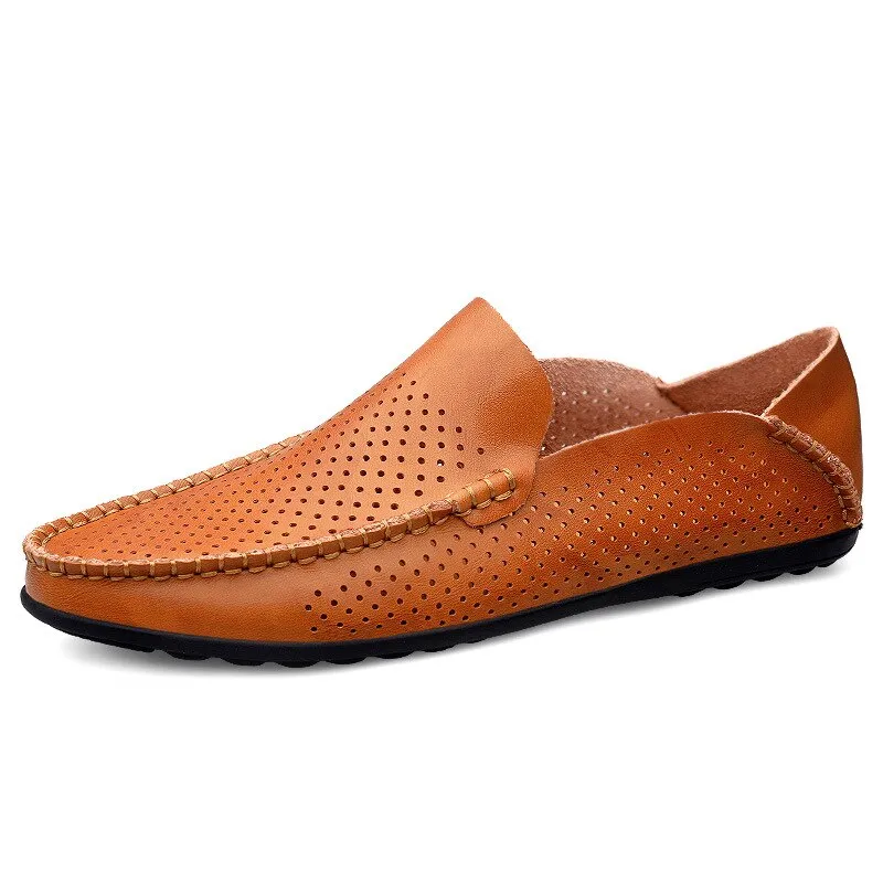 Spring Men Shoes Casual Breathable Soft Mens Loafers Light Genuine Leather Shoes Flats Fashion Driving Shoes Zapatillas Hombre