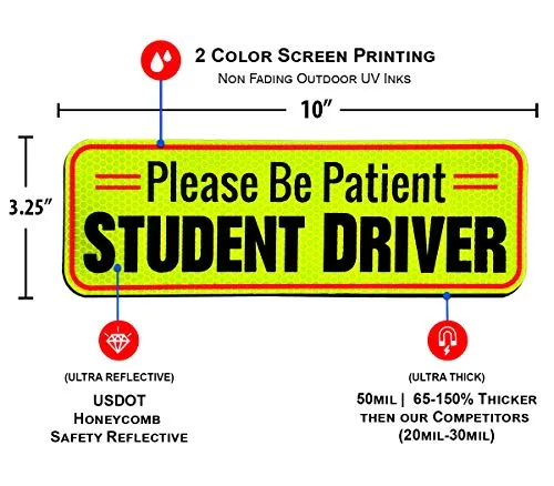Student Driver Magnet Car Signs For The Novice Or Beginner Better Than A Decal