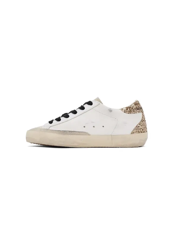 Super-Star Sneakers in Gold and Grey Glitter
