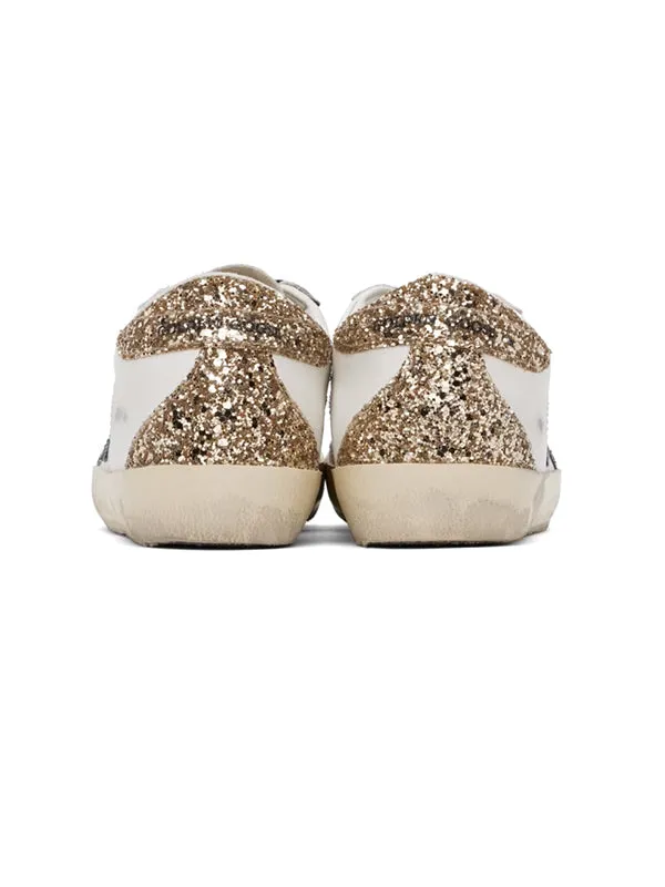 Super-Star Sneakers in Gold and Grey Glitter
