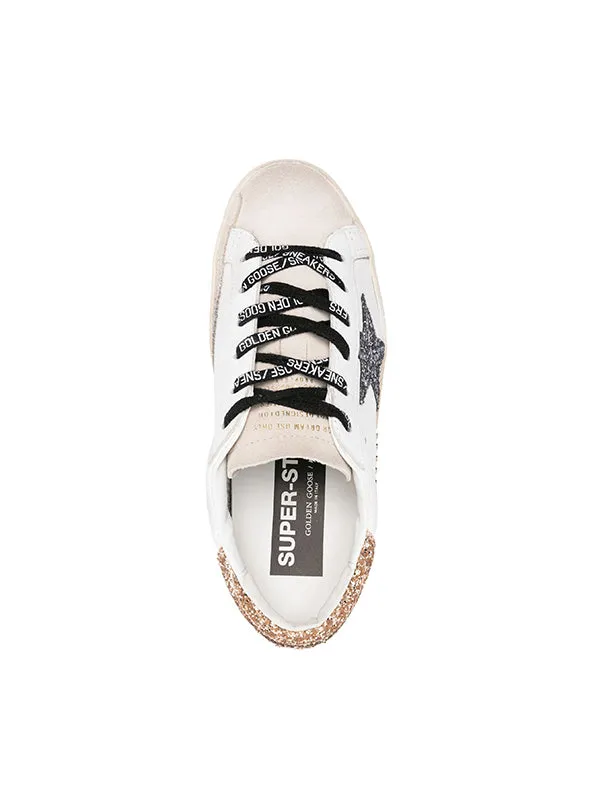 Super-Star Sneakers in Gold and Grey Glitter