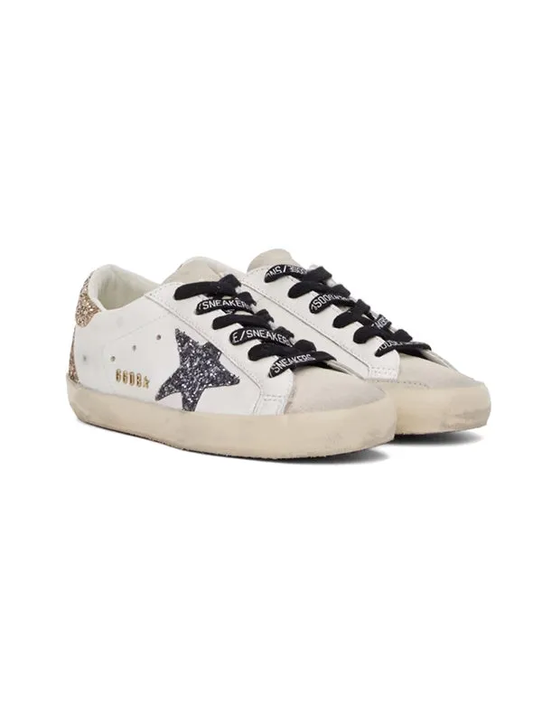 Super-Star Sneakers in Gold and Grey Glitter