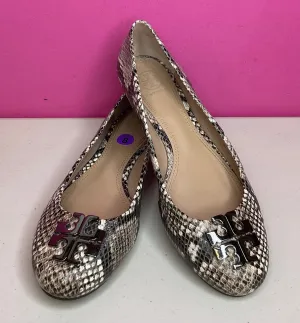 TORY BURCH SNAKESKIN RALEIGH LOGO FLATS - 8
