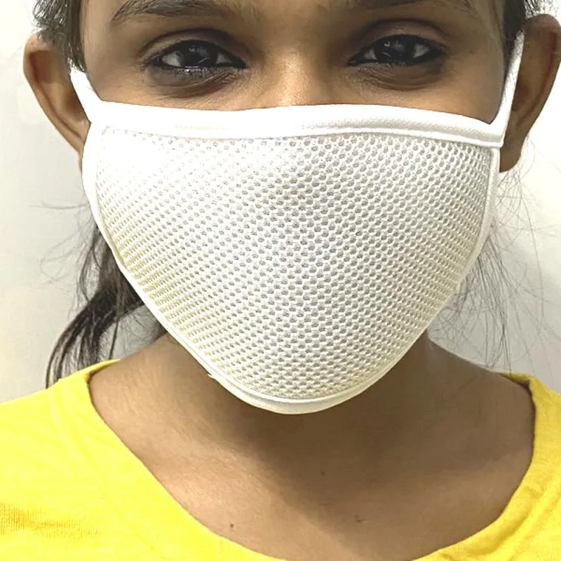 White Lycra Anti-Dust Anti Pollution Reusable Washable Wind and Dust Proof Safety Dual Filter Face Mouth Mask For Men and Women - 2 pcs