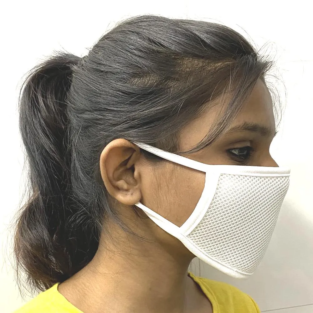 White Lycra Anti-Dust Anti Pollution Reusable Washable Wind and Dust Proof Safety Dual Filter Face Mouth Mask For Men and Women - 2 pcs