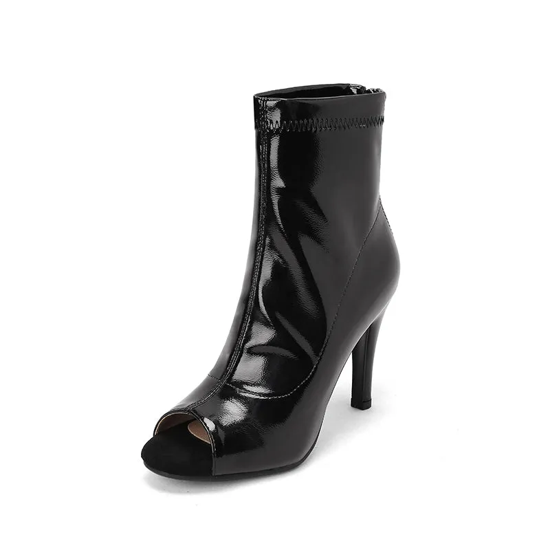 Women's 7cm/9cm Rubber Sole  Heel Leatherette Jazz Shoes Open Toe Dance Heels Boot