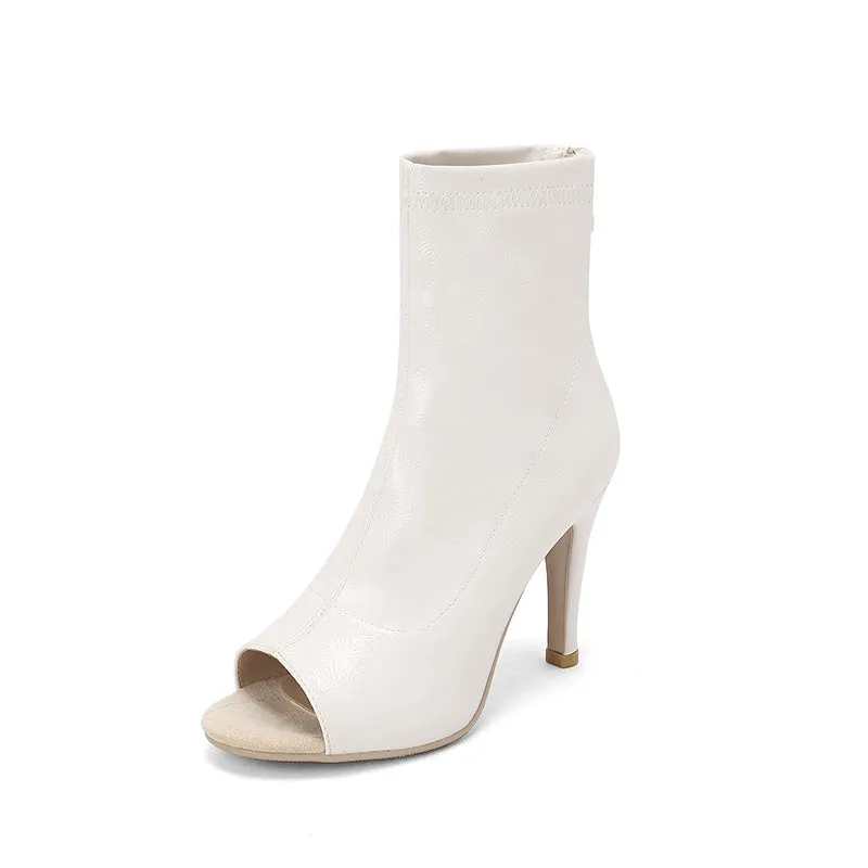 Women's 7cm/9cm Rubber Sole  Heel Leatherette Jazz Shoes Open Toe Dance Heels Boot