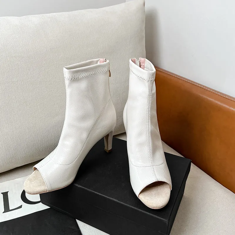 Women's 7cm/9cm Rubber Sole  Heel Leatherette Jazz Shoes Open Toe Dance Heels Boot