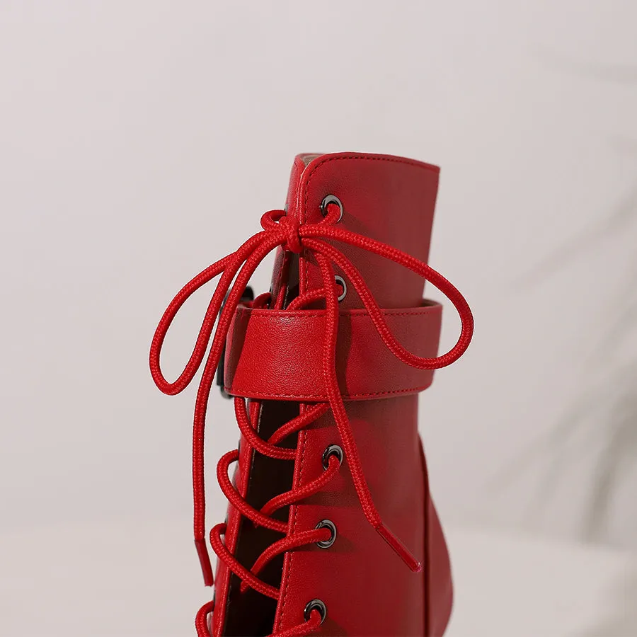 Women's 9.5cm Heel Rubber Sole Leatherette Jazz Shoes Open Toe Dance Heels Boots