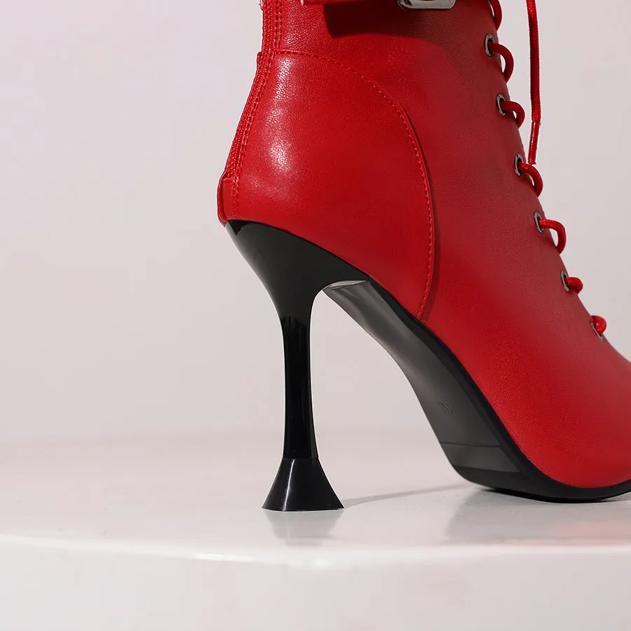 Women's 9.5cm Heel Rubber Sole Leatherette Jazz Shoes Open Toe Dance Heels Boots