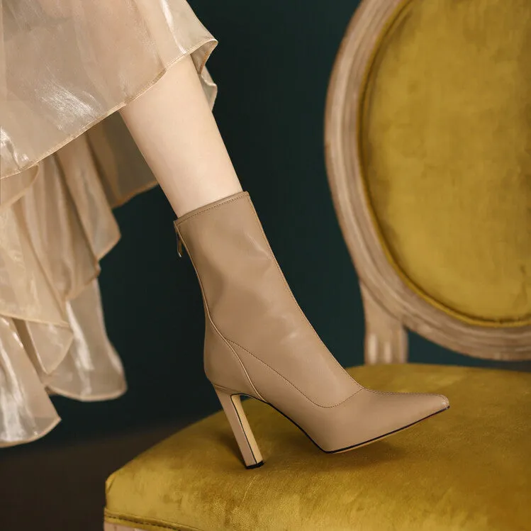 Women's Khak 9.5cm Slim Heel Rubber Sole Leatherette Jazz Shoes Closed Toe Dance Heels Boots